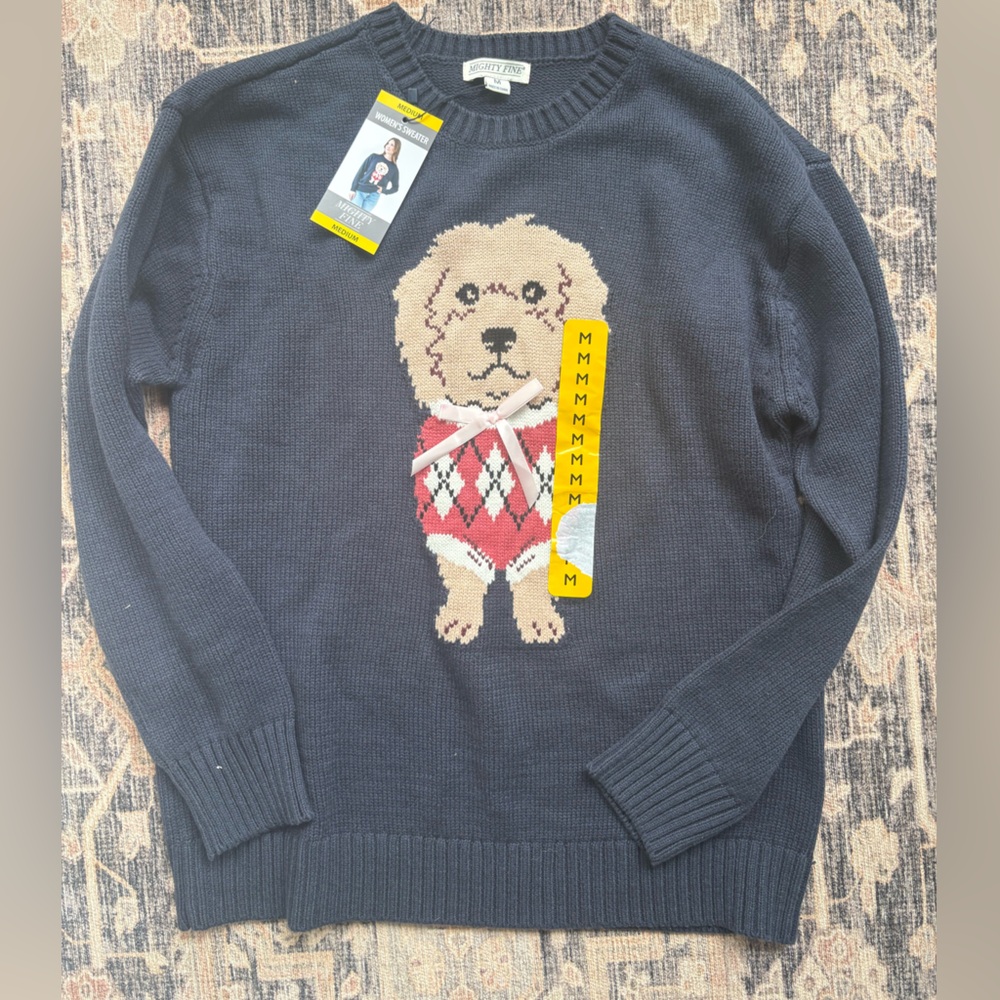 Joules Navy Knit Sweater with Doodle Motif